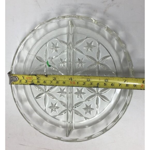 Vintage Six Point Star Etched Divided Glass Relish/Candy Dish - Picture 4 of 4